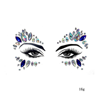 Autocollant décoratif pour le visage en strass acrylique coloré auto-adhésif pour les fêtes et festivals