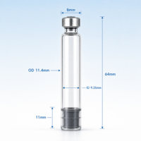 Flacon en verre à double compartiment stérile et dégradable de 3 ml avec bouchon en aluminium et bouchon en caoutchouc, aseptique, durable, étanche, pour soins de la peau