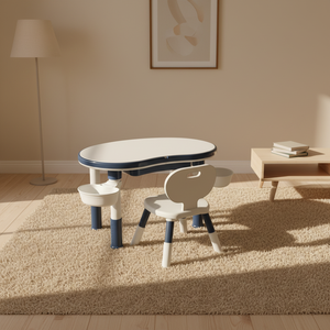 Set Moderno di <span class=keywords><strong>Scrivania</strong></span> e Sedia per Bambini in Plastica con Blocchi da Costruzione per Uso in Cucina e Soggiorno - Product Image 1