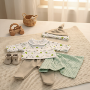 Babillin abbigliamento verde bianco 100% Set di cotone per ragazzi ragazze nuovo modello per 6 mesi autunno inverno disponibile 2 pezzi 3 pezzi 5 pezzi - Product Image 3