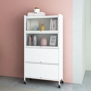 Mueble de Cocina Moderno <span class=keywords><strong>Steelite</strong></span> con Puerta de PP para Estante de Piso Desmontable de Tres Niveles, Estante de Almacenamiento Metálico Ecológico - Product Image 2