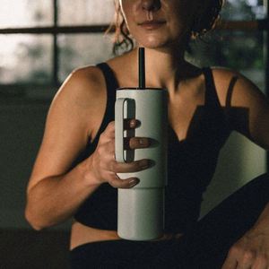 Custom <b>40oz</b> Stainless Steel Travel <b>Tumbler</b> <b>Handle</b> Straw Leakproof Lid Double Wall Vacuum Insulated Dishwasher Microwave Safe - Product Image 3