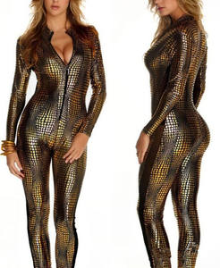 Nouvelle tenue de rave sexy pour femmes, combinaison noire effet mouillé, fermeture éclair, combinaison en cuir, body en vinyle sexy pour femmes, combinaison - Product Image 3