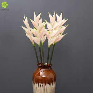 Fleur de paon artificielle QIHAO, rouge, en plastique souple, décoration de mariage, décoration de la maison - Product Image 5