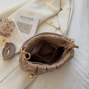 New European and American fashion women's <b>bag</b> chain Pu leather armpit <b>bag</b> popular high sense pleated shoulder <b>bag</b> - Product Image 3
