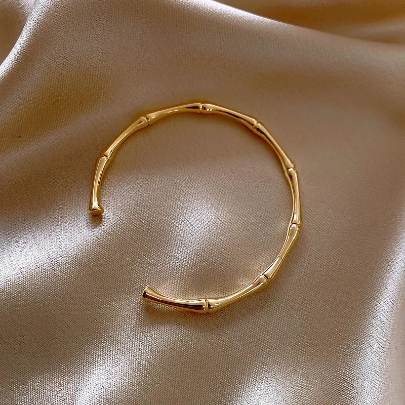Mode gold überzogene bambus armreif armband