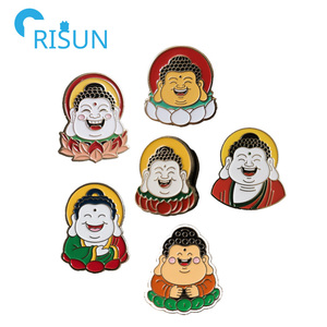 En gros Classiques Dessin Animé Miro <span class=keywords><strong>Bouddha</strong></span> Émail Épinglette Logo Personnalisé Heureux Sourire Rire <span class=keywords><strong>Bouddha</strong></span> Émail Pin Badge Broche - Product Image 1