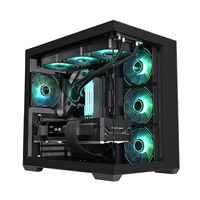 Boîtier de jeu ATX JNP-C708 Panorama Sea View en alliage d'aluminium, tour moyenne, panneau frontal en verre trempé double face pour PC Cube