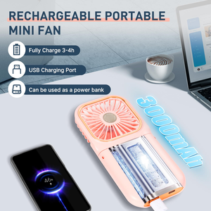 2026 <b>Foldable</b> Mini Power Bank Function 3 Speeds Portable Neck Fan Folding Fans Neck Fan Rechargeable with Neck Lanyard - Product Image 3