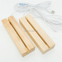 Luz de noche LED 3D rectangular de madera de 15CM, lámpara de tablero de mensajes de acrílico transparente para el hogar DIY, Base de madera creativa, iluminación de Base de ilusión