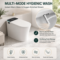 Toilette intelligente européenne moderne monobloc avec siège chauffant, chasse d'eau par gravité, télécommande, veilleuse, installation au sol
