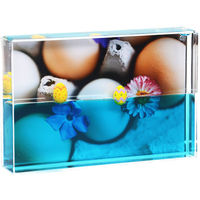 Cadre photo liquide en acrylique pour la fête de Pâques, 4*6 pouces, avec lapin, œuf, eau bleue, aqua, flotteurs personnalisés, souvenir de vacances, décoration