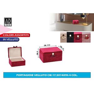 Portagioie in Velluto a 4 Scomparti con Dimensioni 17,5X14X9h Elegante Organizzatore - Product Image 1