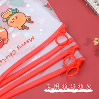 Sac de noël à fermeture éclair pour étudiants, sac de rangement de papeterie transparent multifonctionnel, trousse à crayons