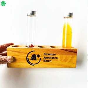 Rak kayu kustom tabung tampilan wadah tabung uji kaca dengan tutup sekrup aluminium - Product Image 4