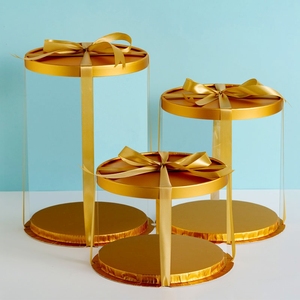 Mejor regalo redondo diez pulgadas tres capas <span class=keywords><strong>cumpleaños</strong></span> caja <span class=keywords><strong>de</strong></span> embalaje transparente para pastel - Product Image 4