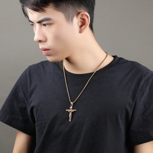 Bijoux fantaisie colliers pendentifs pour hommes Crucifix de pâques en acier inoxydable jésus <span class=keywords><strong>Christ</strong></span> croix pendentif collier pour hommes femmes - Product Image 4