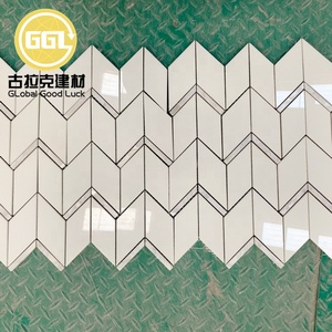 GGL Pedra Moderna Branca Chevron Forma Água Jet Mármore Azulejo para Quarto Cozinha Banheiro Decoração Do Hotel Várias Cenas Adequado - Product Image 6