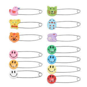 JP 53-55mm coloré <span class=keywords><strong>fantaisie</strong></span> sourire visage forme plastique tête d'animal grande <span class=keywords><strong>épingle</strong></span> de sûreté pour accessoires de couture - Product Image 6
