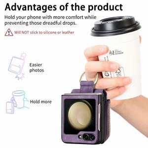 Funda de Teléfono Tipo Cartera con Cierre <span class=keywords><strong>para</strong></span> Samsung <span class=keywords><strong>Galaxy</strong></span> Z Flip 7/6/5/4/3, con Anillo de Soporte, Multifuncional, de Cuero PU, <span class=keywords><strong>para</strong></span> Teléfono Plegable - Product Image 5