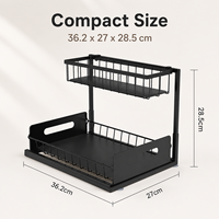 Étagère de rangement de cuisine en métal pour dropshipping transfrontalier, panier coulissant double couche pour évier, organisateur sans perçage pour le rangement des épices