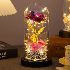 Eternal Rose Lamp Gold Foil Flower Glass <b>Shade</b> Ornament Creative Gift for Girlfriend on Qixi Valentine's Day - Product Image 3
