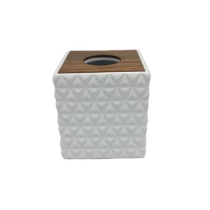 Moderne Carré Blanc <span class=keywords><strong>Boite</strong></span> à Mouchoirs En Bois - Product Image 2