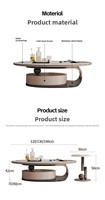 Ensemble table basse ovale en marbre de luxe moderne en acier inoxydable avec rangement design élégant maison salon canapé centre meubles décor