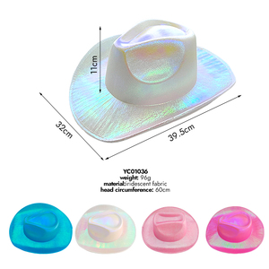 Yachen Đảng Mới Lạ Neon Long Lanh Disco Cowgirl Hat Kim Loại Không Gian Cao Bồi Đảng Hat Cho Trang Phục Ăn Mặc Phụ Kiện Bên - Product Image 2