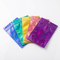 Bolsa Holográfica con Cierre, Tipo Stand-up, de Mylar, 3.5g, Impresión Digital Personalizada CMYK, PET/VMPET/PE, para Envasado de Alimentos, Reutilizable, para Venta Minorista