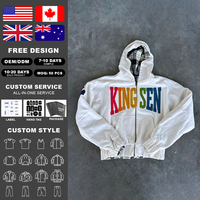 Sudadera con capucha de mezclilla con cremallera, de algodón personalizado, con efecto desgastado por el sol, a cuadros, de franela, con parche de chenilla, bordado y estampado, de doble capa, reversible y con lavado ácido.