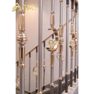 Safety stainless steel handrail antique indoor stair railings cheap stainless steel balustrade prefab metal stair railing