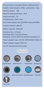 Cepillo de Limpieza Eléctrico Multifuncional Inalámbrico de Mango Largo Ajustable para Cocina y Baño - Product Image 6