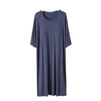 Ensemble de chemises de nuit décontractées pour femmes, col rond uni, en tissu modal avec bonnets rembourrés, manches courtes