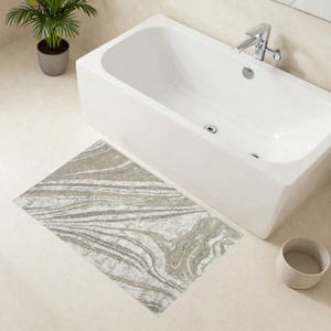 Alfombra de Baño y Ducha Vega de Algodón Reciclado con Diseño Jacquard Abstracto Teñido con Hilo, 60x100cm, Producción Personalizada Hecha en Turquía - Product Image 1