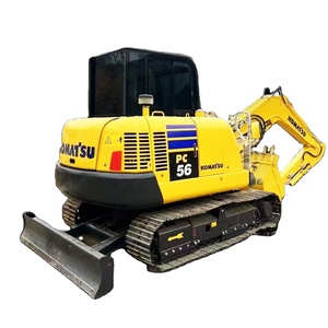 Motor Komatsu Usado, Excavadora de Orugas de Goma Komatsu PC56MR 5T |   Miniexcavadora Original Japonesa con Cucharón, Acoplador Rápido y Martillo Rompedor - Product Image 1