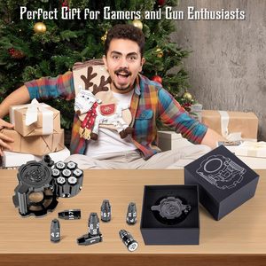 Cyberpunk Style Customised Metal Polyhedral <strong>Bullet</strong> Dice Set Of 7 Rotating Revolver Cylinder Container - Product Image 3