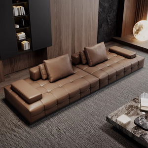Ensemble de canapés sectionnels en cuir véritable Design européen moderne Grand canapé pour appartement et villa Modèle Lawrence - Product Image 6