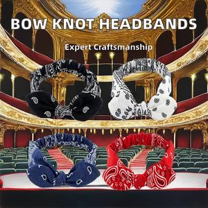 Bandes de cheveux élastiques à imprimé croisé noué pour femmes et filles Style chic Bandanas Accessoires - Product Image 2
