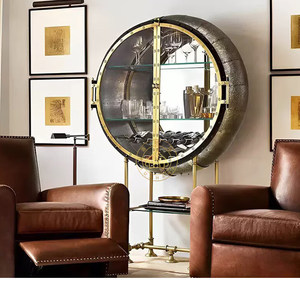 Italian Light Luxury Art Eco-friendly Modern Design Wine Cabinet Designer Villa <b>Retro</b> Wall-mounted <b>Glass</b> Display Bs-0405 - Product Image 5