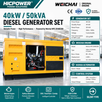 Offre Spéciale Générateur Diesel Insonorisé Weichai 40kW 50kVA Triphasé pour Alimentation Électrique d'Usines Minières Acheter en Ligne