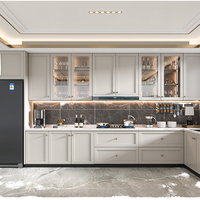 Meuble de rangement d'îlot de cuisine moderne style Shaker pour appartement, en laque, verre, ignifuge, écologique, bois, contreplaqué, MDF, marbre, stratifié