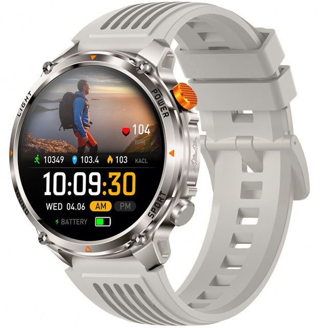 Ht45 Outdoor Sport GPS Smart Watch Sleep Tracker LED Flashlight Altimeter Barometer Compass Remote Control Magnetic Silica Gel