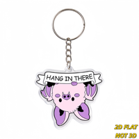 Porte-clés en acrylique « Hang in There » avec chauve-souris rose et bannière, breloque de sac et accessoire de porte-clés motivant, Kawaii Gothique, pour étudiants