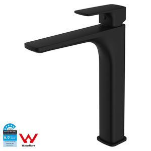 Grifo de lavabo monomando de latón macizo con caño largo y arco alto, montado en cubierta, con válvula de cerámica - Product Image 3