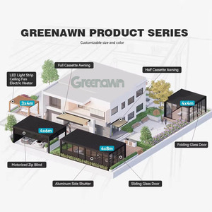 ศาลาพักผ่อนกลางแจ้งหลังคาแข็งแรงทำจากอลูมิเนียม กันน้ำ เหมาะสำหรับลานบ้านขนาดเล็กและกันแดดบริเวณทางเข้า - Product Image 3