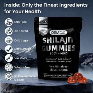 Gomas de Shilajit Puro do Himalaia OEM, Gomas de Shilajit Gold com <span class=keywords><strong>Ashwagandha</strong></span>, 105 Minerais Traço, Aumenta a Energia e Constrói Resistência - Product Image 4