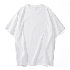 T-shirt Estiva Unisex da Uomo in Puro Cotone Girocollo Vestibilità Ampia Traspirante <span class=keywords><strong>Mezza</strong></span> <span class=keywords><strong>Manica</strong></span> 220g Abbigliamento Sportivo Nero Bianco - Product Image 2