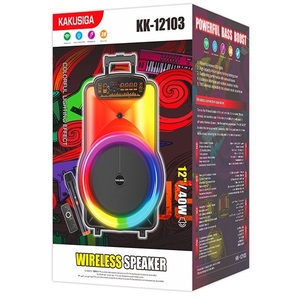 Altavoz Portátil Kakusiga de 12 Pulgadas con Luz LED, Bluetooth, USB, SD, FM y Micrófono - Product Image 2