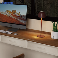Lampe de table LED portable moderne sans fil, rechargeable USB-C, intensité réglable, capteur tactile, abat-jour en aluminium, blanc chaud, haute luminosité